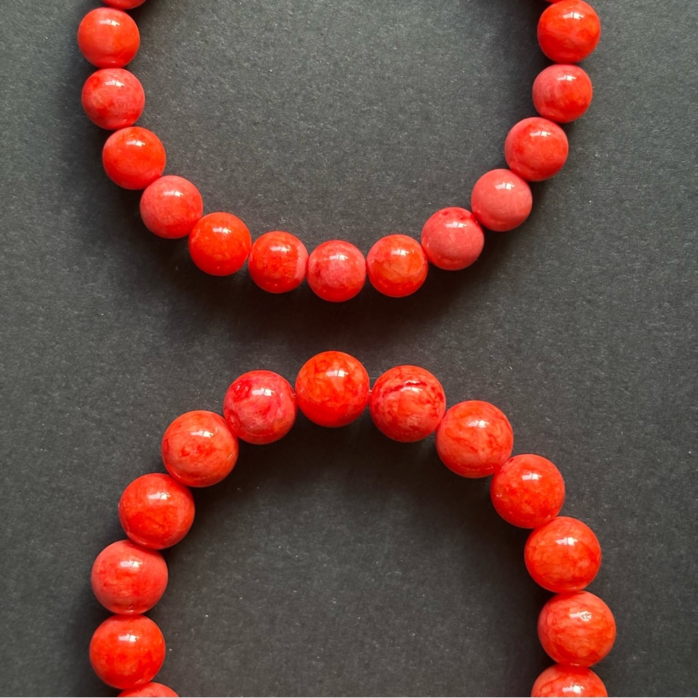 Red Coral Bead Bracelet Set | Set of 3 - Picture 5 of 6